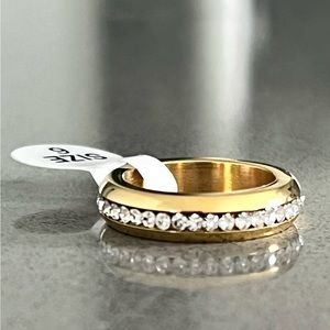 Stainless Steel CZ  Round Band Ring